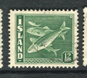 ICELAND; 1939 early Atlantic Fish 'Cod' issue fine used 12a. value