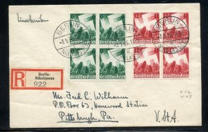 GERMANY DEUTSCHES REICH SCOTT #479/80 BLOCK SET ON A REGISTERED FIRST DAY COVER