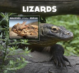 Maldives 2019 MNH Reptiles Stamps Lizards Coast Horned Lizard 1v S/S