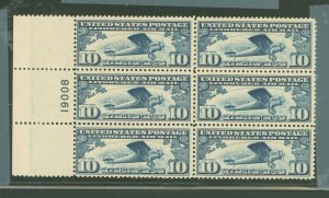 United States #C10  Plate Block