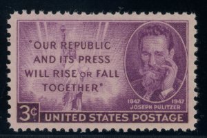US Stamp #946 Joseph Pulitzer 3c - PSE Cert - MNH - See Description 