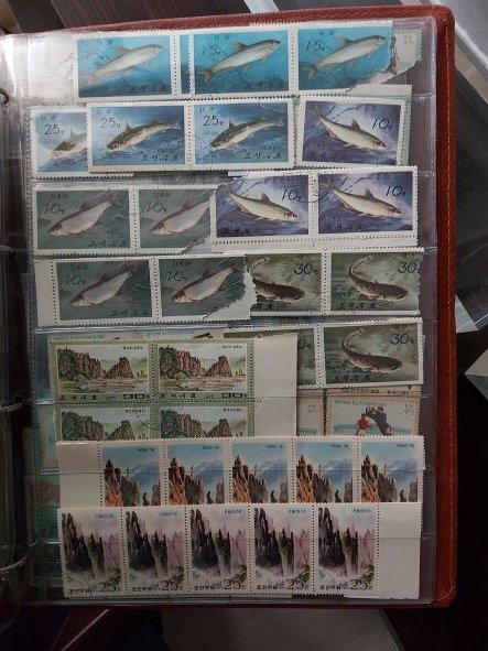 Off Paper N/S Koerea Mix Lot of 200 Early Used Stamps with Pairs,Sheets
