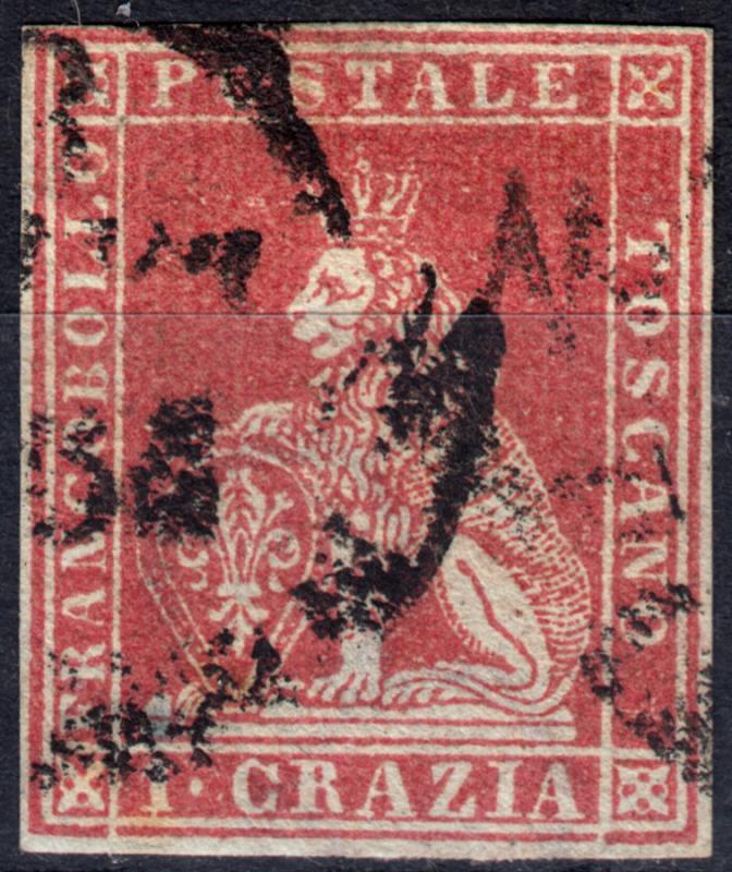 Italy State 1851 Toscana 1cr - Signed Catalog 200 Euro