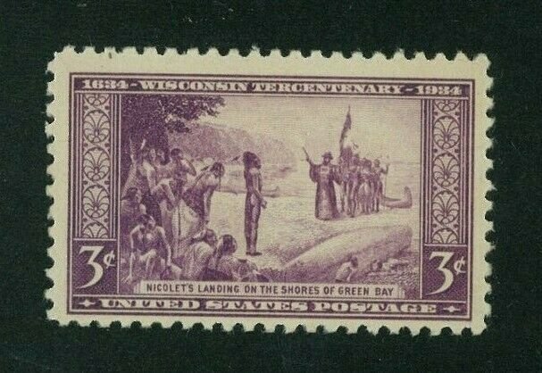 US 1934 3c purple Wisconsin Tercentenary, Scott 739 Mint No Gum, Value = 25c