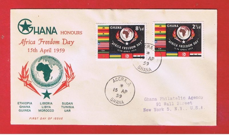 Ghana #46-47  VF used 1st Day of Issue  Freedom Day  Free S/H