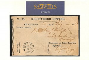 GB *VERY EARLY* REGISTERED LETTER GPO Receipt Wisbech Cambs RARE 1841 MS1482