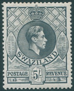 Swaziland 1943 5s slate Perf 13½x14 SG37a unused