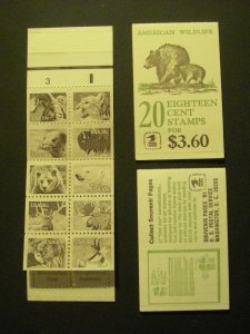 BK137, Scott 1889a, 18c Wildlife Complete Booklet of 20, PL#3, MNH Beauty