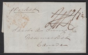 1843 London, GB to Newmarket, Liverpool, Cunard “Acadia”, Halifax, overla...