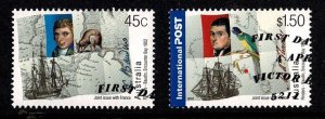 Australia 2002 Flinders-Baudin Bicentenary France Joint Issue  Set of 2 Used