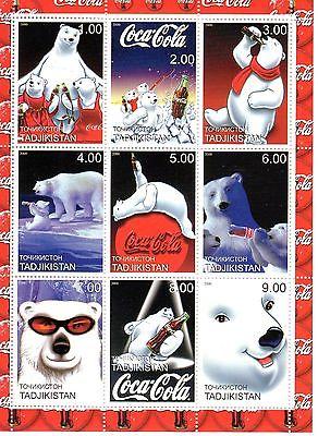 Tajikistan 2000 COCA-COLA Polar Bear Sheet (9) Perforated Mint (NH)