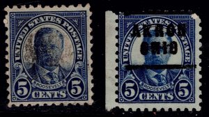 U.S. 586 USED NH PRECANCEL TWO SINGLES AS SHOWN (V4691)