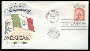 #1157 Mexican Independence Fluegel FDC