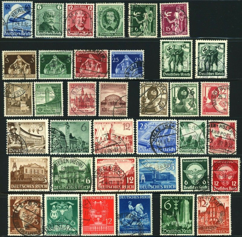 GERMANY #469-505 Deutsches Reich Postage Stamp Collection 1936-1941 Used