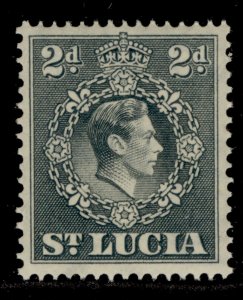 ST. LUCIA GVI SG131, 2d grey, NH MINT. PERF 14½ X 14 