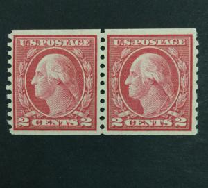 US #455 COIL PAIR MINT OG NH $43 LOT #5633