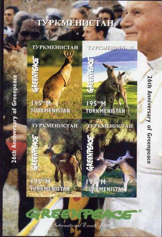 Turkmenistan Greenpece/Kangurus/Pope J.P.II Shlt (4)imp. MNH