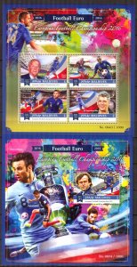 Maldive Islands 2015 Football Soccer EURO 2016 France Sheet + S/S MNH