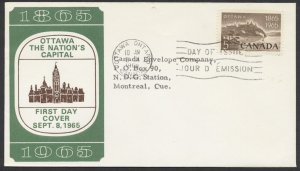 1965 #442 Ottawa as National Capital FDC Caneco Cachet With Insert Ottawa