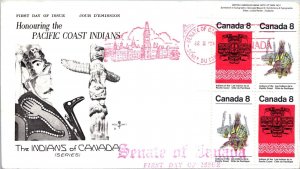 Canada 1974 FDC - Pacific Coast Indians - Ottawa, Ont - Block Of 4 - F78817