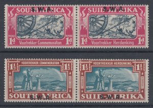 South West Africa Sc 133-134 MLH. 1938 Voortrekker w/ S.W.A. ovpts, VLH F-VF