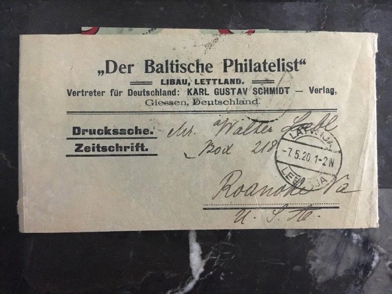 1920 Latvia Wrapper The Baltic Philatelist  cover  To Roanoke Va USA