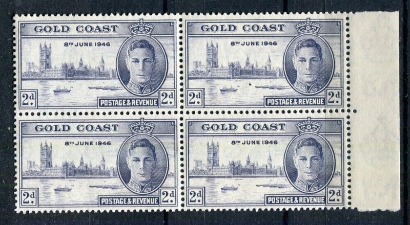 GOLD COAST; 1946 early GVI Victory issue fine Mint hinged BLOCK of 4