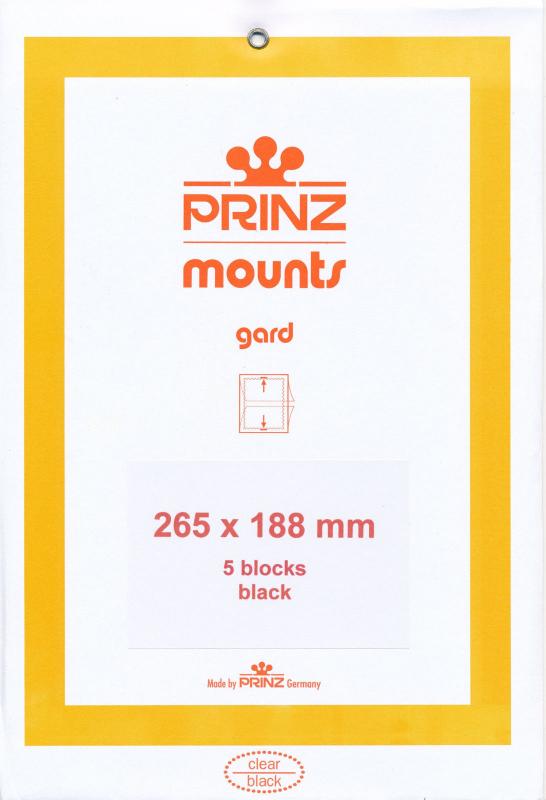 Prinz SCOTT Stamp Mount 188/265 mm - BLACK (Pack of 5)(188x265 188mm) STRIP 1074 