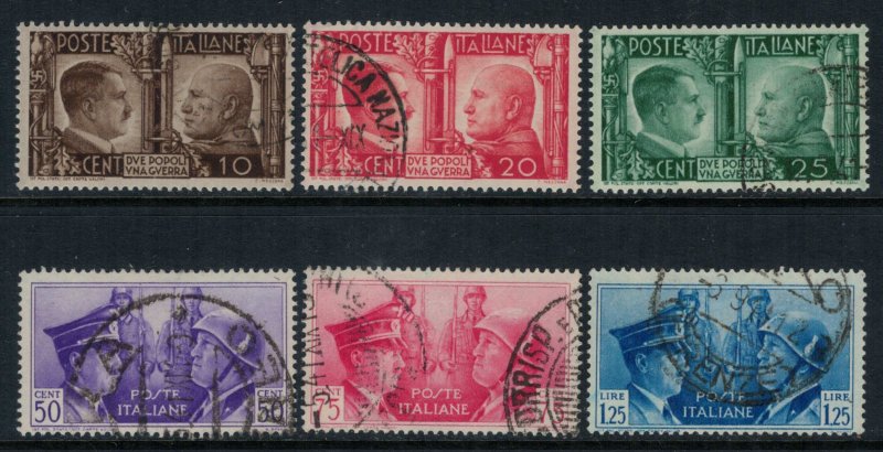 Italy #413-8  CV $23.65  Rome-Berlin Axis, Hitler & Mussolini