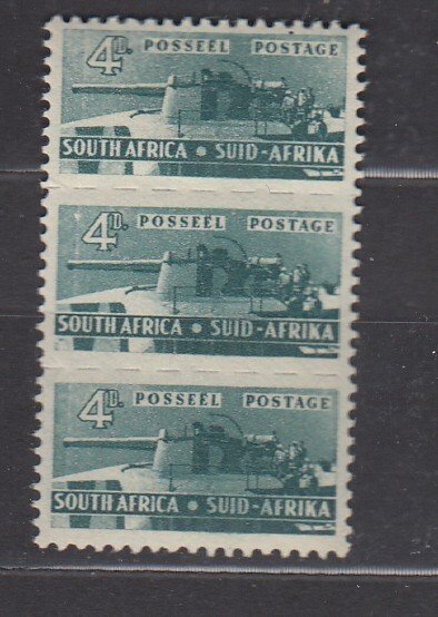 J40119 JL stamps 1942-3 south africa mh strip 3 #95 artillery