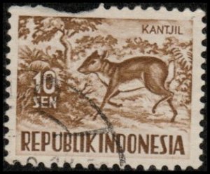 Indonesia 425 - Used - 10s Chevrotain (Damaged) (1956)