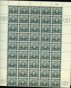 UNITED NATIONS TECHNICAL ASSISTANCE SCOTT #19/20 COMPLETE SHEETS FOLDED MINT NH