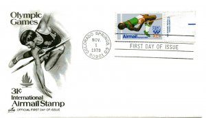 C97 31c High Jumper, Olympics 1980, ArtCraft, copy right, tab single FDC