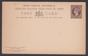 LEEWARD IS QV 1½d postcard with reply card attached unused..................T284