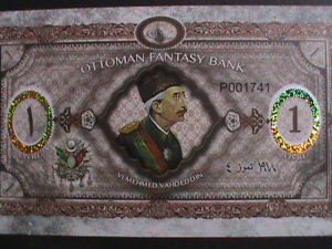 TURKEY-OTTOMAN -COLLECTIBLE ONE UVRE UNCIRCULATED-POLYMAR-NOTE VERY FINE