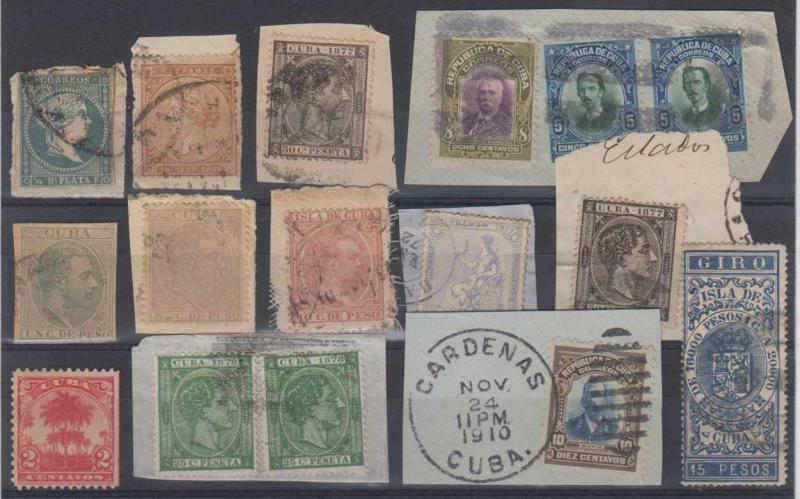 SPANISH ANTILLES 1855-1910 GROUP OF 11 PIECES & TWO SINGLES KEY ITEMS & CANCELS+ 