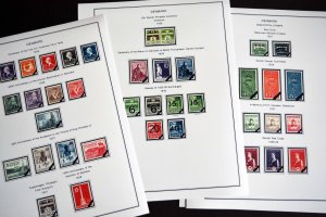 COLOR PRINTED DENMARK [CLASS] 1851-1955 STAMP ALBUM PAGES (27 illustrated pages)