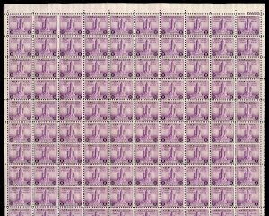 UNITED STATES SCOTT #729 3c CENT PROGRESS COMPLETE SHEET(100) MINT NEVER HINGED