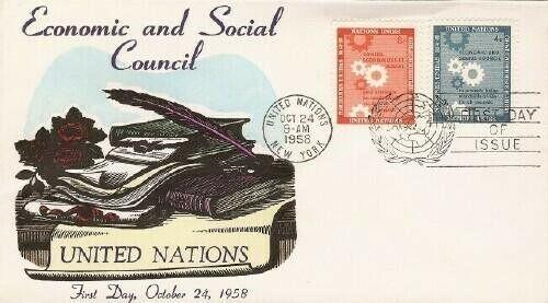 UN #65/66 - ECONOMIC & SOCIAL FDC - Overseas Mailers