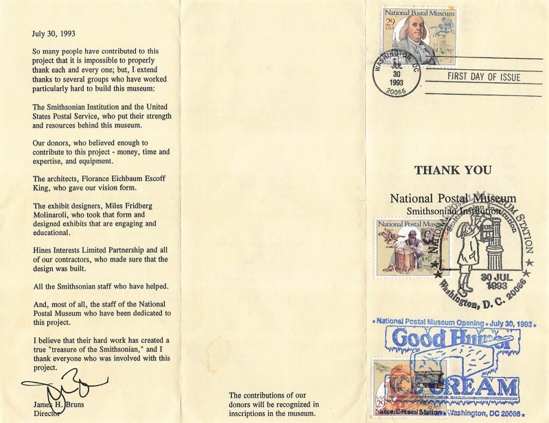 2779/2781 29c NATIONAL POSTAL MUSEUM - Fold out brochure