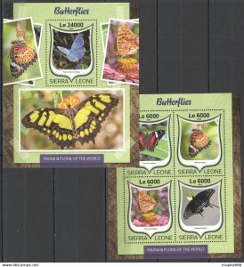 2016 Sierra Leone Butterflies Fauna Insects Kb+Bl ** Stamps St284