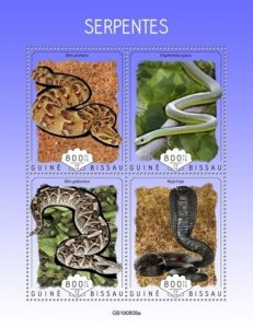 Guinea-Bissau - 2019 Snakes on Stamps - 4 Stamp Sheet - GB190809a