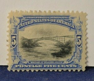 Scott #297 unused Heavy Hinged Bridge at Niagara Falls 5 Cent Stamp