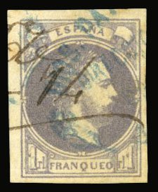 Spain, Carlist Issue #X3 Cat$325, 1874 1r violet, used, margins all around, s...