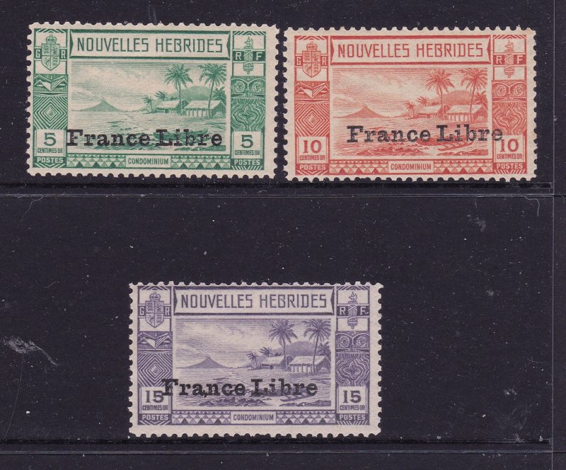 New Hebrides x 3 low values France Libre mint