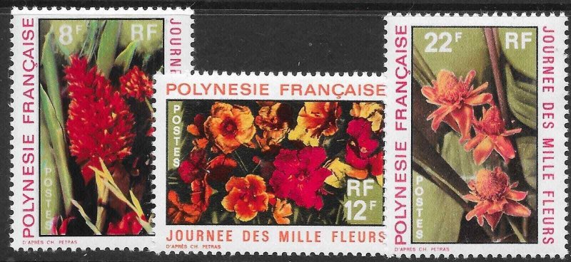 FRENCH POLYNESIA SG134/6 1971 DAY OF THE 1000 FLOWERS SET MTD MINT