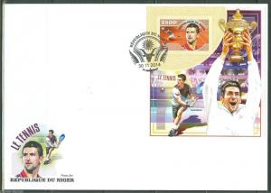 NIGER 2014 SPORTS TENNIS  DJOKOVIC  SOUVENIR SHEET FDC