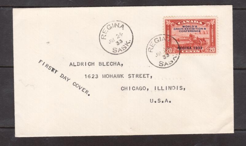 Canada #203 VF Used On FDC Regina To Chicago USA