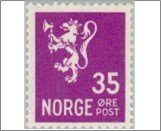 Norway Mint NK 208 Posthorn and Lion III (wmk) 35 Øre Violet