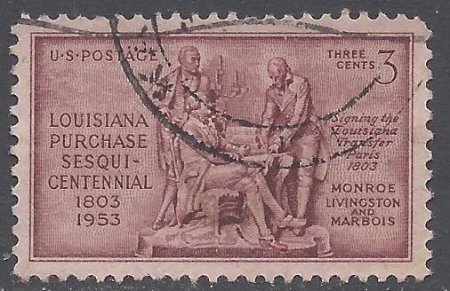 #1020 3c 150th Anniv. Louisiana Purchase 1953 Used